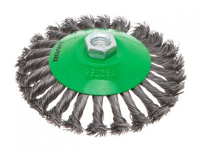 Щетка дисковая косич.125мм/M14 ВОЛАТ (для УШМ шлифмашины болгарки М14 тарелка торцевая крацовка)