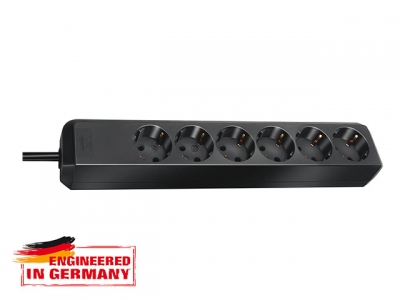 Удлинитель 1.5м (6 роз., 3.3кВт, с/з, ПВС) черный Brennenstuhl Eco-Line (провод 3х1,5мм2, сила тока 16А, с/з - с заземляющим контактом)