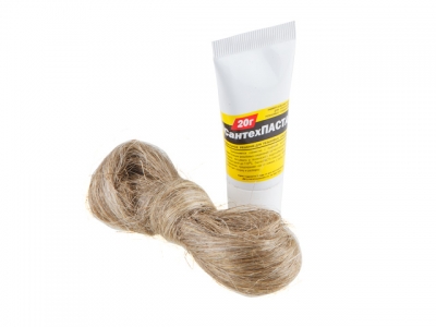 Набор "Сантехпаста" 20гр.+лен 14гр. (Косичка сантехнического льна и герметизирующую пасту для уплотнения.) (Сантехкреп)