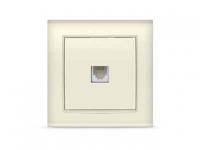 Розетка 1-ая телефонная (скрытая) слоновая кость, Бриллиант, UNIVersal