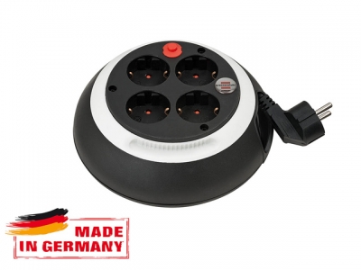 Удлинитель 3м на барабане (4 роз., 3.3кВт, с/з, ПВС) черно-белый Brennenstuhl Comfort-Line (провод 3х1,5мм2, сила тока 16А, с/з - с заземляющим контак