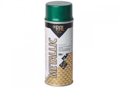 Лак на акриловой основе зеленый INRAL METALLIC SPRAY 400мл (Цвет зеленый.)