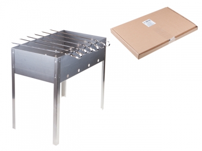 Мангал сборный "Эконом" с шампурами в г/карт.кор.(400х250х400х0,4толщ,6 шамп.угол.), PERFECTO LINEA (размер 400х250х400х0,4толщ, 6 шампуров угол. 370х