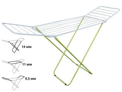 Сушилка для белья напольная, 16м, серия Maria, бело-зеленая, PERFECTO LINEA (Сушильное полотно - 16 метров, размер 167х46х84. Максимальная нагрузка бе