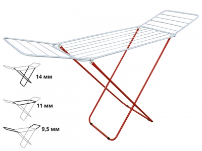 Сушилка для белья напольная, 16м, серия Maria, бело-красная, PERFECTO LINEA (Сушильное полотно - 16 метров, размер 167х46х84. Максимальная нагрузка бе