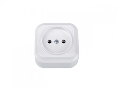 Розетка 1-ая (открытая, б/з) белая, Вариант, Bylectrica