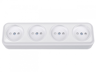 Розетка 4-ая (открытая, б/з, з/ш) белая, Вариант, Bylectrica