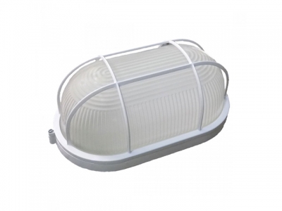 Светильник НБП овал/белый/решетка 100Вт, IP54 (04-100-002) Юпитер (1хЕ27, банник) (ЮПИТЕР)