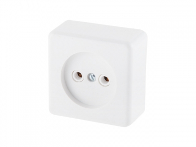 Розетка 1-ая (открытая, б/з) белая, Эконом, Юпитер (РА16-019) (ЮПИТЕР)