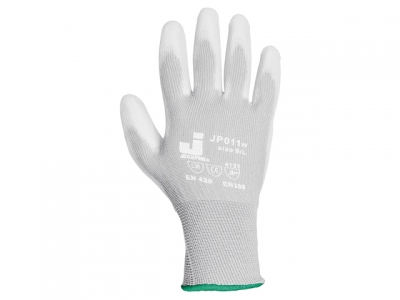 Перчатки нейлон, полиуретановое неполн. покрытие, р.L, белые, Jeta Safety