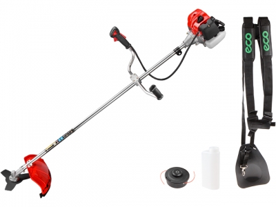 Мотокоса ECO GTP-145N с ножом и головкой (1.45 кВт, 2.0 л.с., 43.0 см3, нож 255х25.4 мм, лёгкий запуск, 3 зуб., ремень двухлямочный, вес 7.6 к)