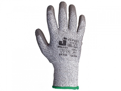 Перчатки с защитой от порезов 3 кл., р-р 9/L, (полиурет. покрыт.) серые, JetaSafety (перчатки стекольщика, антипорезные) (JETA SAFETY)