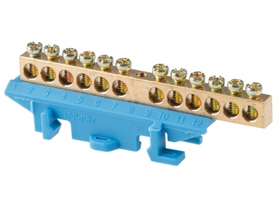 Шина "N" нулевая 6х9мм 12 групп c изолятором на DIN-рейку бол. стойка Юпитер (ЮПИТЕР)